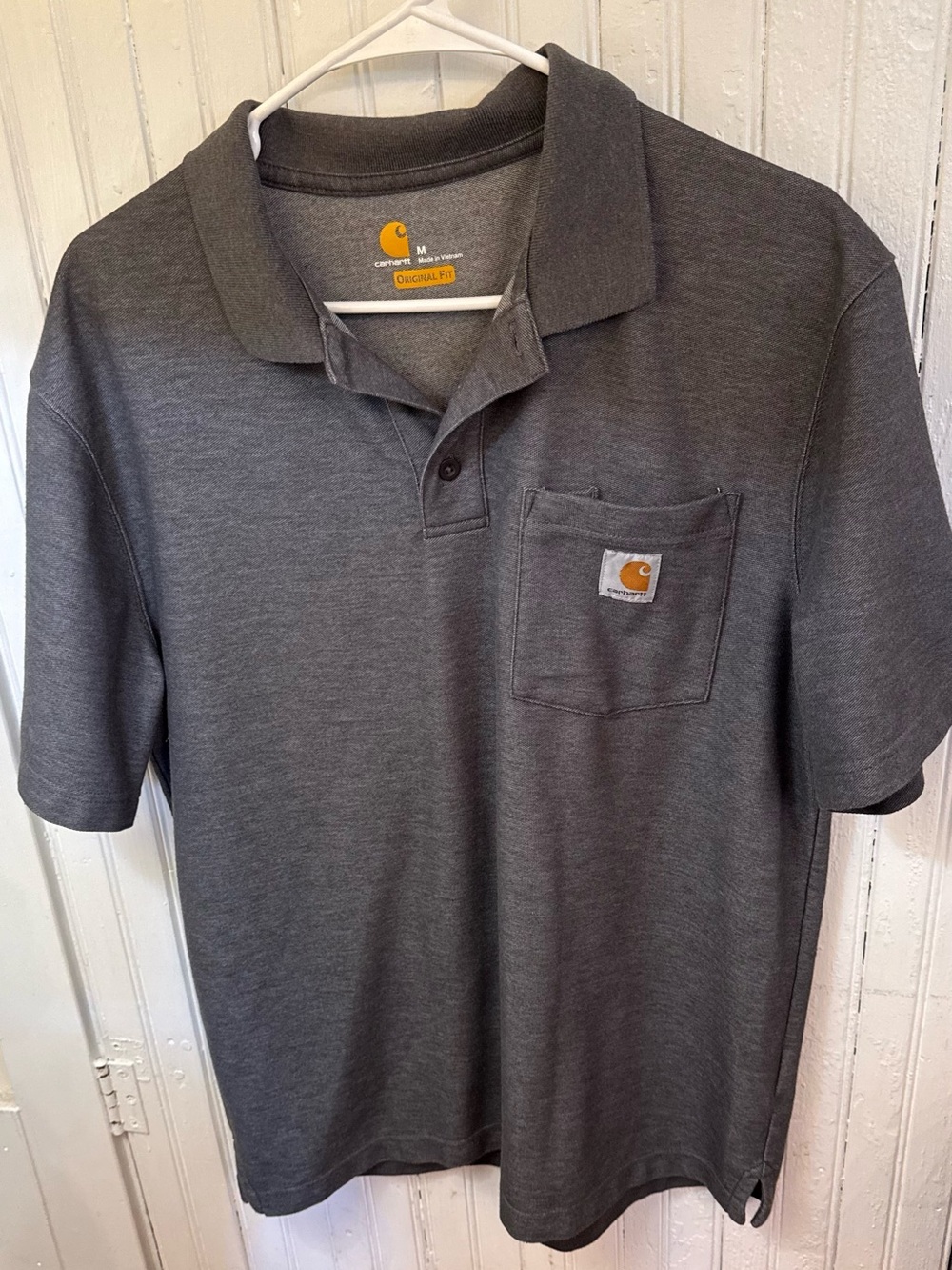 Carhartt Men's Charcoal Gray Short-Sleeve Polo with Chest Pocket